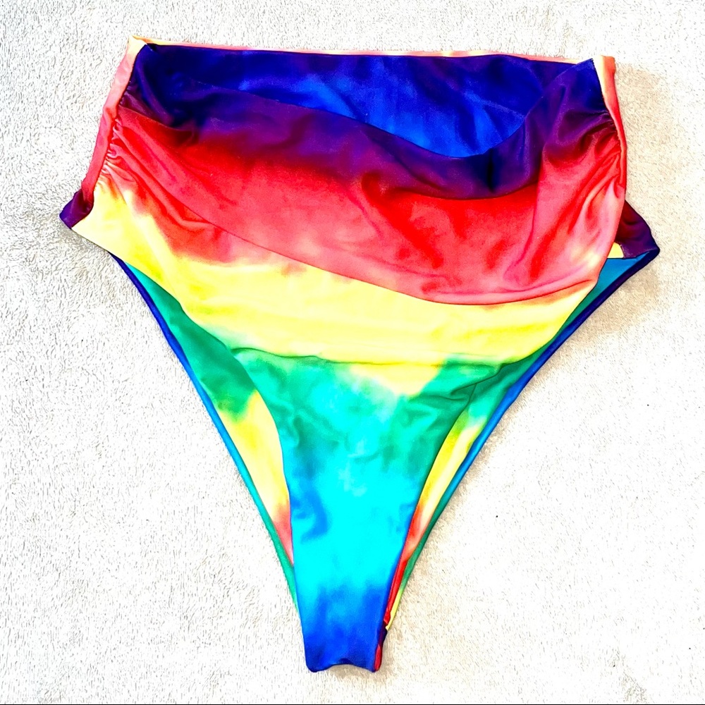 Tie dye high waist bikini swim bottoms